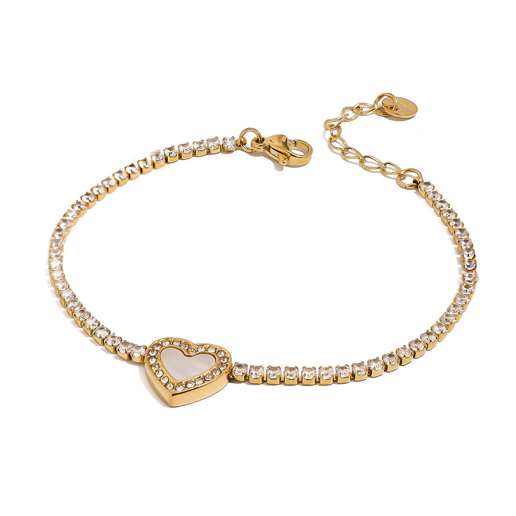 Stainless Steel Heart Full Diamond Bracelet Bangle Jewelry bracelet