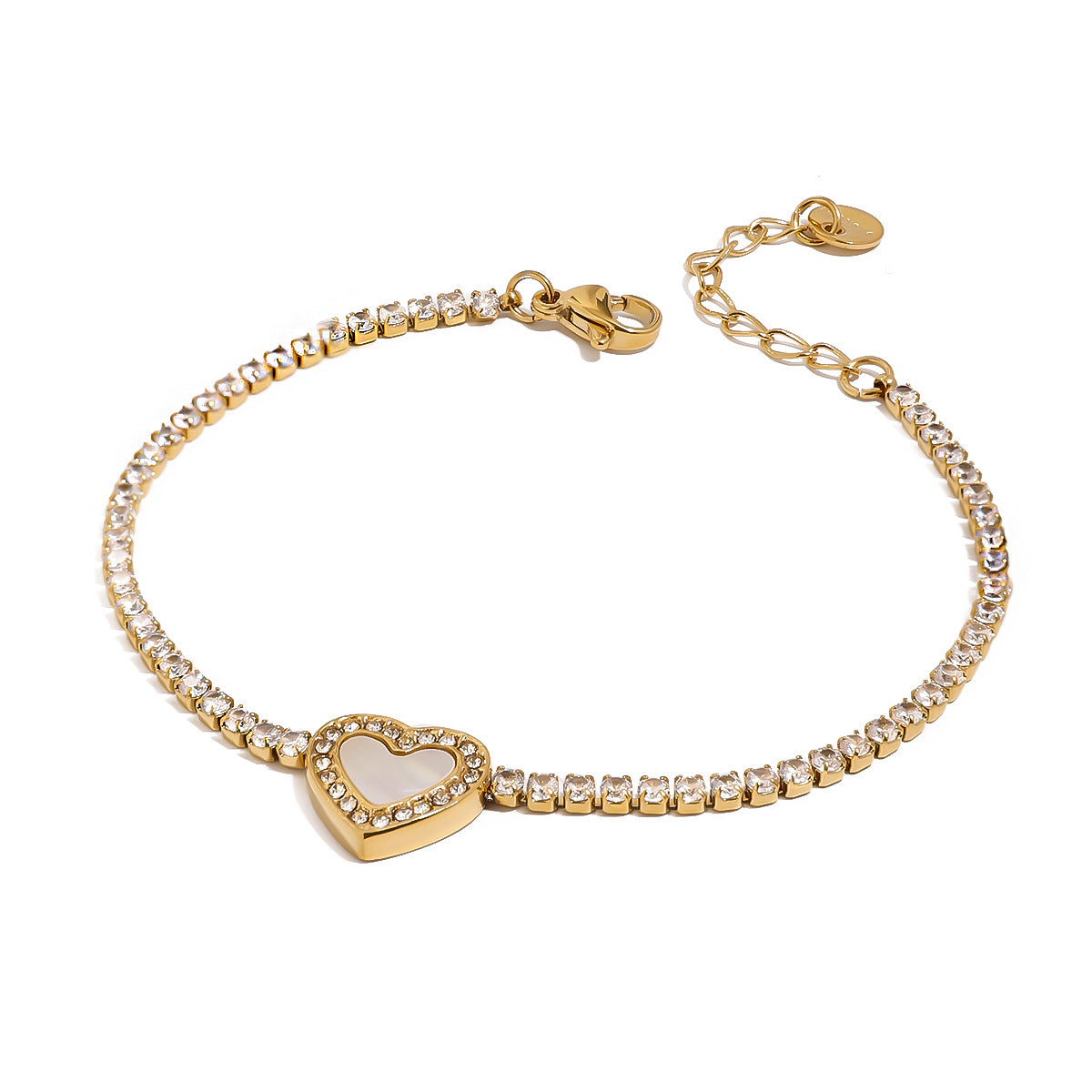 Stainless Steel Heart Full Diamond Bracelet Bangle Jewelry bracelet