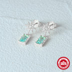 New S925Sterling Silver Octagonal Star Inlaid Diamond Sapphire Earrings Stud Earrings Hot-Selling Super Sparkling Ear Jewelry