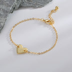 B0182  Korean Version Fashion Simple Heart-shaped Bracelet for Women gold Love Heart26Minimalist Letter Style