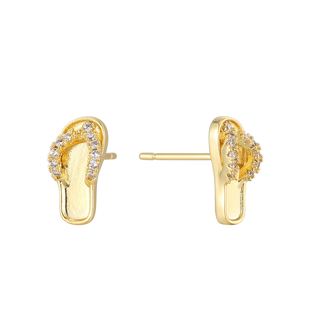 E0763 Creative Design Heartfelt Flip-Flop Earrings for Women Fashion Gold-Plated Zirconia Ear Jewelry