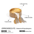 Tassel Gold-Plated Stainless Steel Cuff Bracelet — product styling — jewelry finish and design detail