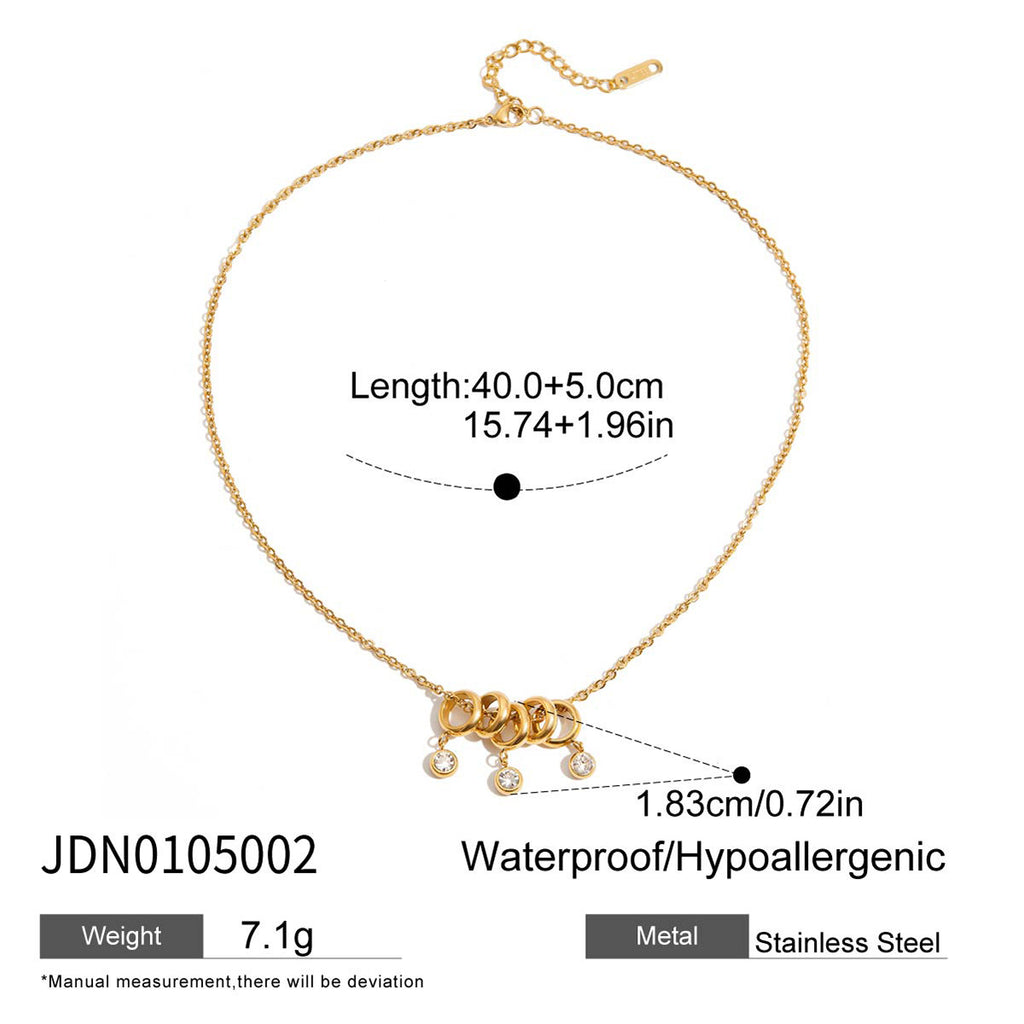 2H18K Gold Stainless Steel Rhinestone Necklace Accessories Women's Non-Fading Necklace