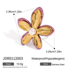 2H Pearl Ring Women's Design Flower Ring Stainless Steel rings