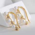 E0446 Design Sense Zirconia Earrings for Women Copper Gold Plated Fashion Shell Pearl Earrings