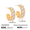 Cubic Zirconia Stainless Steel Earrings in 18K Gold-Plated — Minimal Edit — alternate product view — jewelry finish and design detail