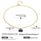 Stainless Steel Geometric Tiger Eye Natural Stone Pendant Necklace Design Sense Jewelry