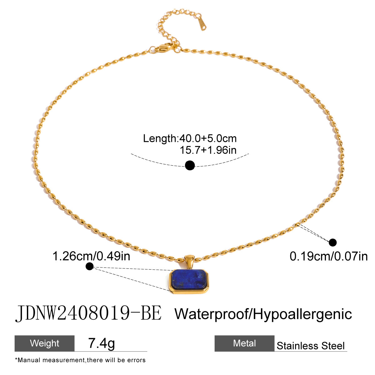 Stainless Steel Geometric Tiger Eye Natural Stone Pendant Necklace Design Sense Jewelry