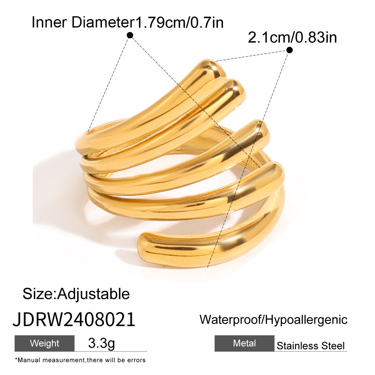 Stainless Steel Irregular Open Ring ring