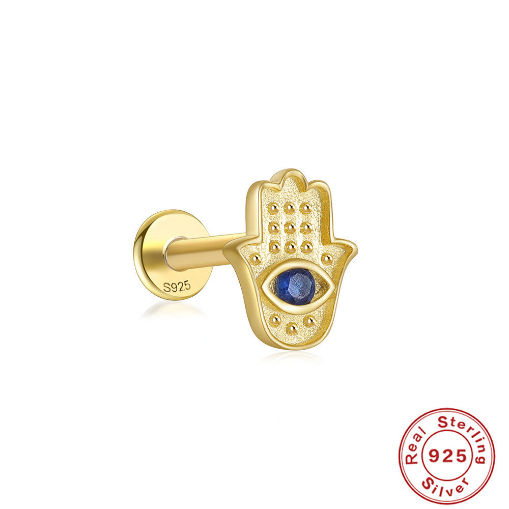 S925Sterling Silver Horse Eye Multi-Diamond Dragonfly Earrings Hot Sale16G Flat Head Piercing Threaded Ear Bone Stud Earrings for Women