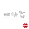 Sterling Silver Geometric Star Moon Pearl Zircon Earrings Set — fashion jewelry image 23 — jewelry finish and design detail