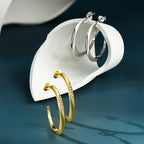 Vintage Circle Cubic Zirconia 925 Sterling Silver Stud Earrings — front view
