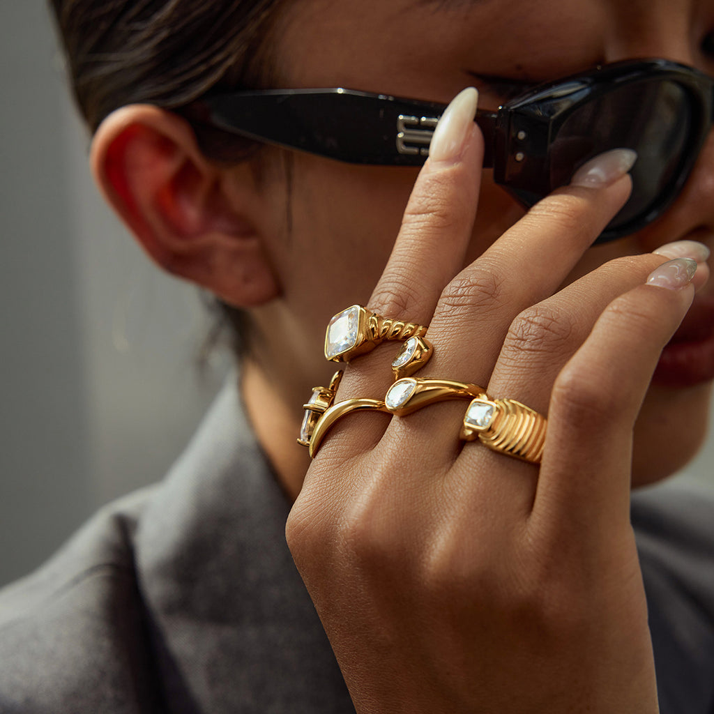 Zircon Ring Non-Fading Jewelry Stainless Steel Accessories rings