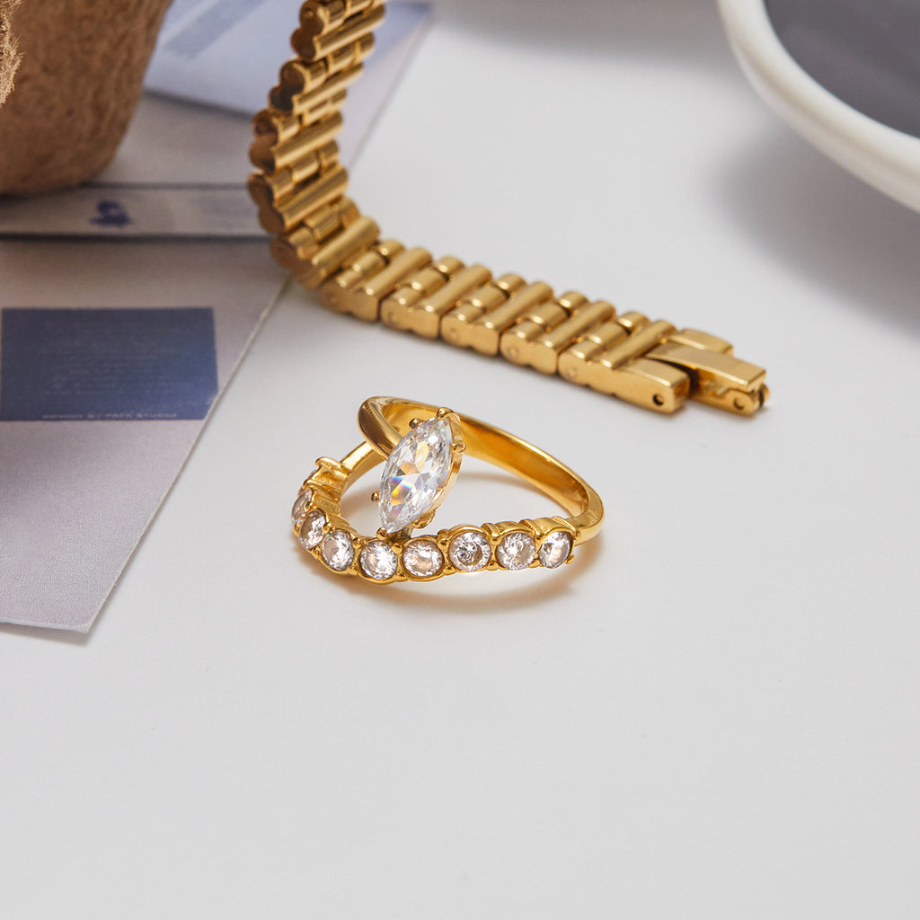 2H Zircon Ring Non-Fading Jewelry Women's Ring Stainless Steel Accessories