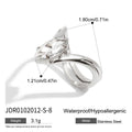 Cubic Zirconia Stainless Steel Ring in Gold-Plated — Contemporary Edit — additional design view — jewelry finish and design detail