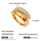 2H 18K Gold Stainless Steel Inlaid Diamond Open Ring rings