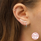S925Pure Silver Minimalist Line Ear Hooks Ear Studs Ear Jewelry Hot-Selling Earrings Ear Clips