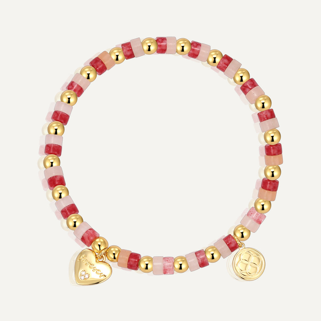 B0334 Love Zircon Romantic Beaded Chalcedony Bracelet