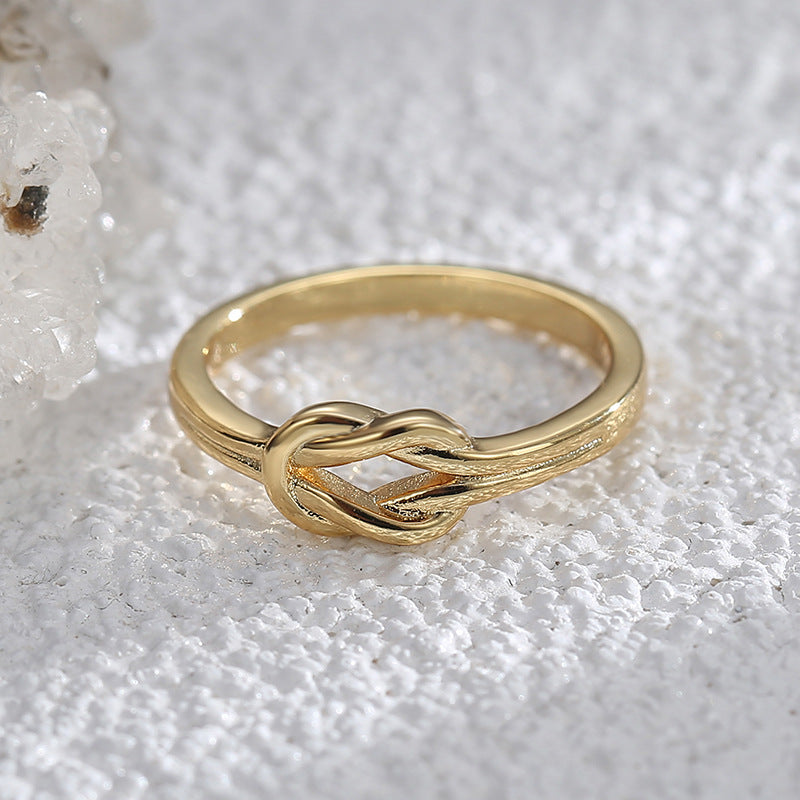 R0563 Simple and Unique Design Knot Ring for Women, Copper Plated with Real Gold, Fashionable Ring