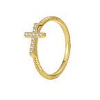 R0034 Fashion Trend Cross Ring for Women Simple Versatile Zircon Inlaid