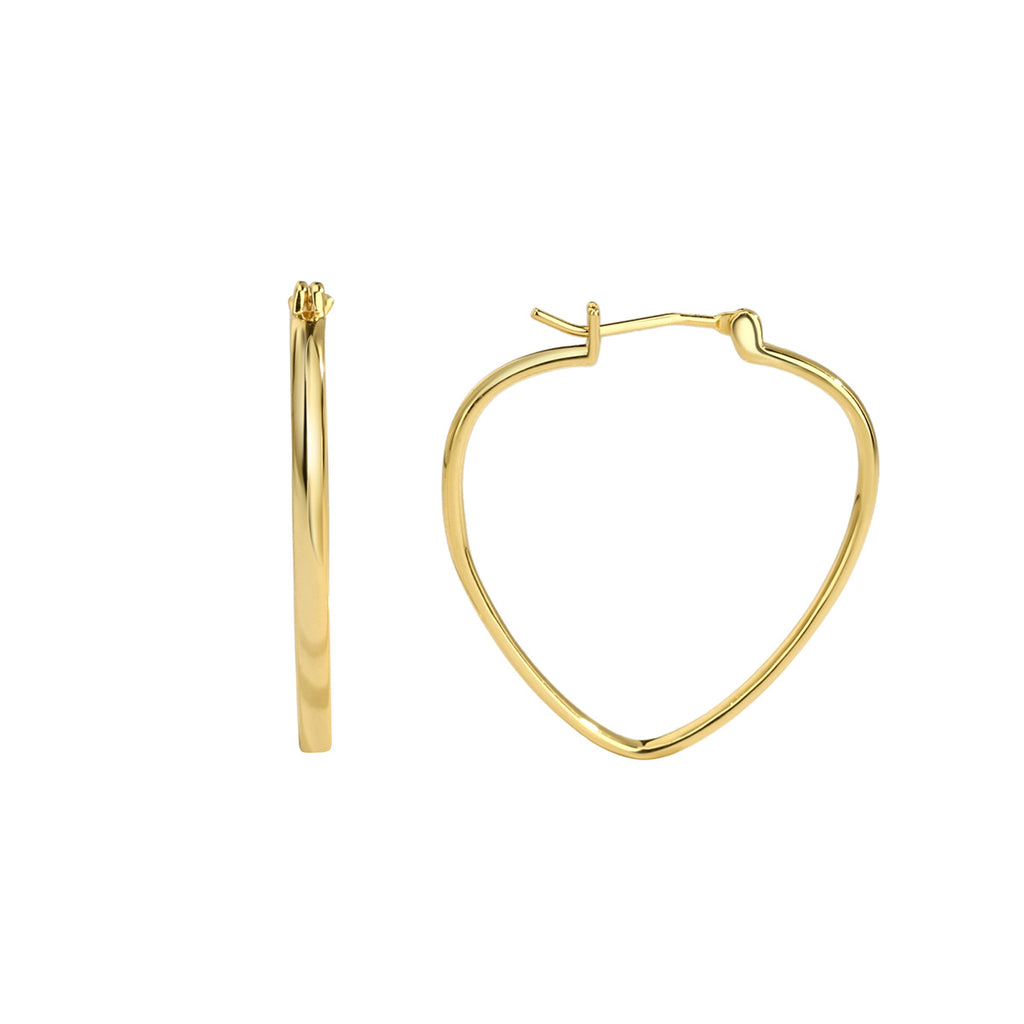 E0210 Simple Style Heart-Shaped Earrings Hollow Heart Gold-Plated Hoop Earrings Foreign Trade Accessories