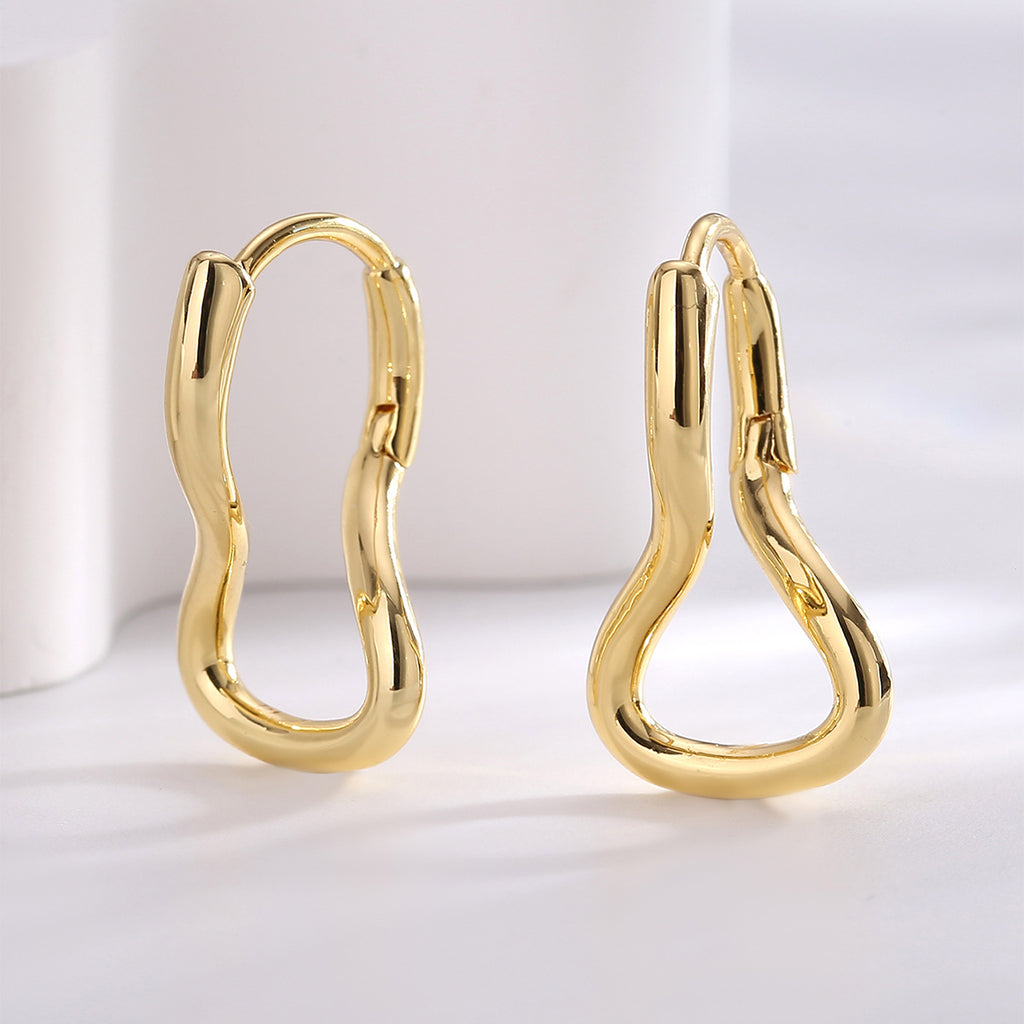 E0615 Design Sense Geometric Twisted Earrings for Women Brass Gold Plated Fashion Smooth Surface Ear Jewelry