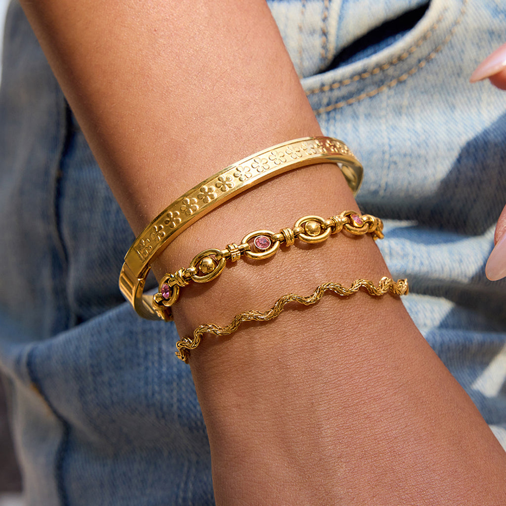 2H Stainless Steel Jewelry Bracelet for Women, Exclusive Gold-Plated Accessories