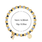 B0327 Ocean Vacation Dolphin Heart Zircon Beaded Bohemian Chalcedony Bracelet