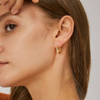 Gold-Plated Brass Geometric Hoop Earrings with Minimalist Detail with geometric design details