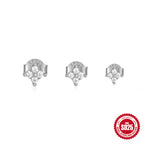 S925Sterling Silver Small Flower Stud Earrings Fashion Hot-Selling Simple Style Pure Silver Earring Set