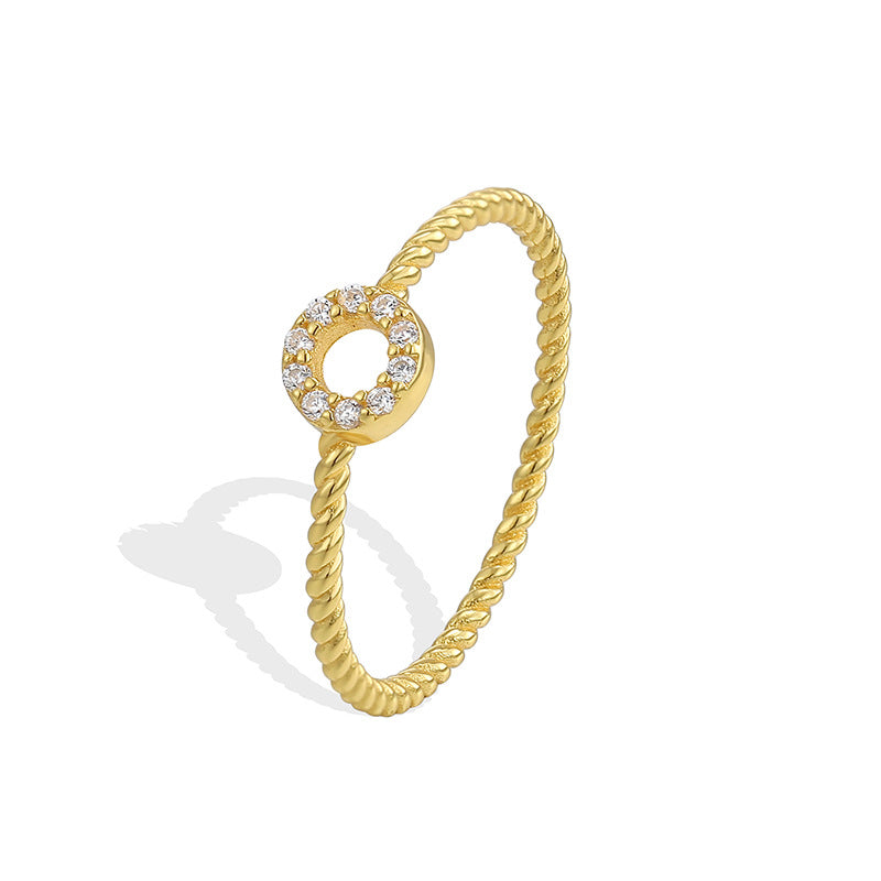 SR0026 S925Silver ring fashion thin style ring with zircon inlay