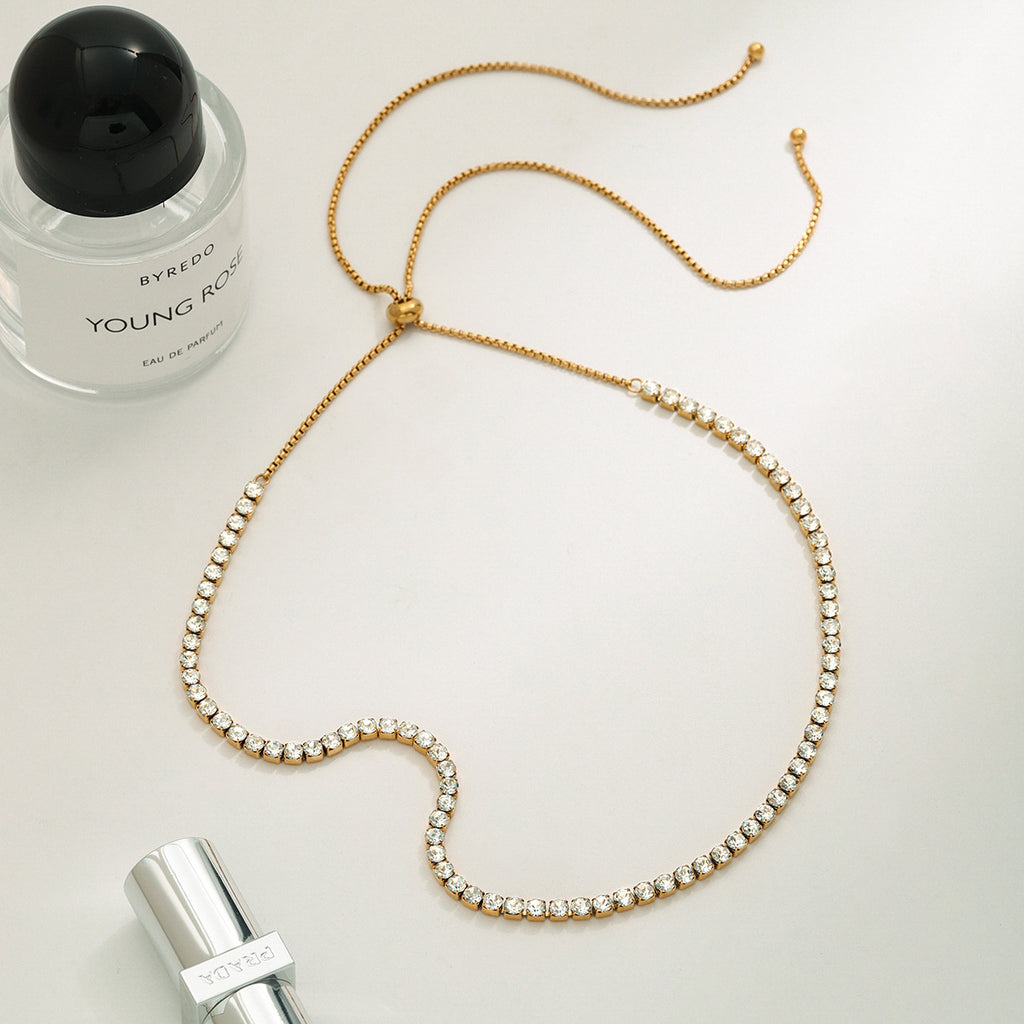 Stainless Steel Zircon Full Diamond Necklace for Women, Non-Fading Collarbone Chain, Short Necklace Jewelry