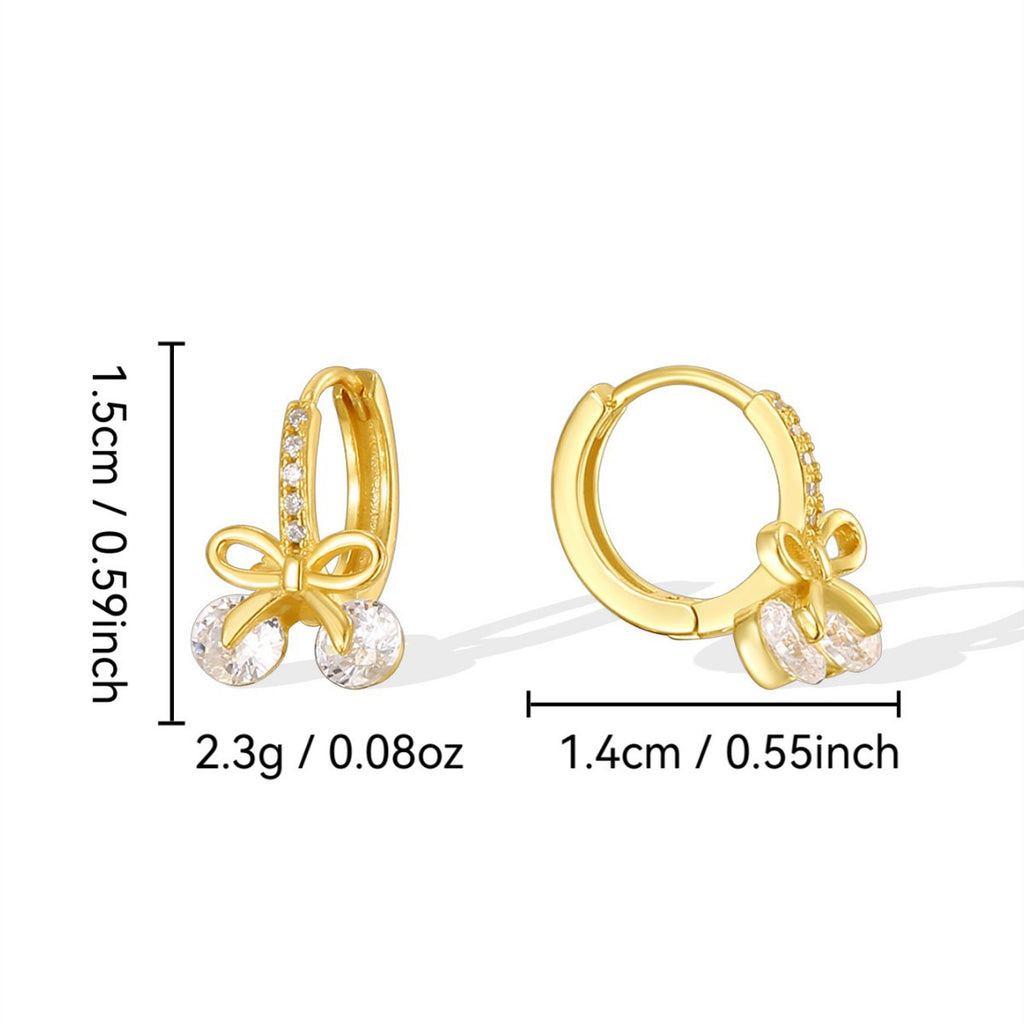 SE0262 S925Silver Fashion Zircon Earrings Bow Earrings