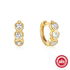 New925Sterling Silver Heart-Shaped Diamond-Studded Hoop Earrings for Women Hot-Selling Heart-Shaped Earrings