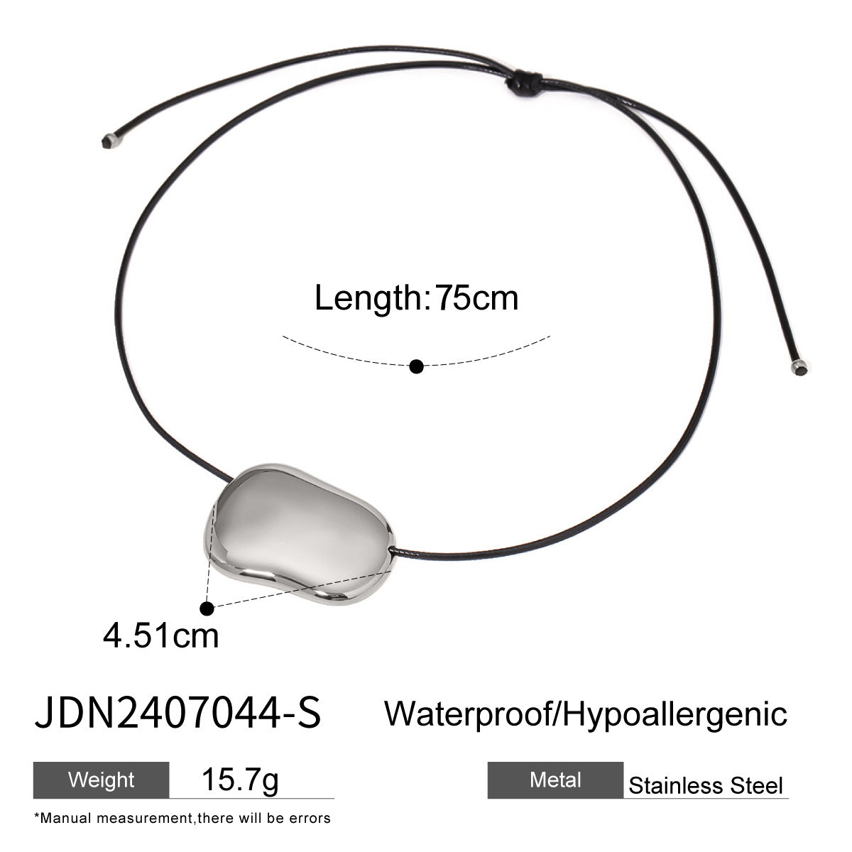 Black Rope Necklace Design Sense Collarbone Chain Non-Fading Stainless Steel Jewelry