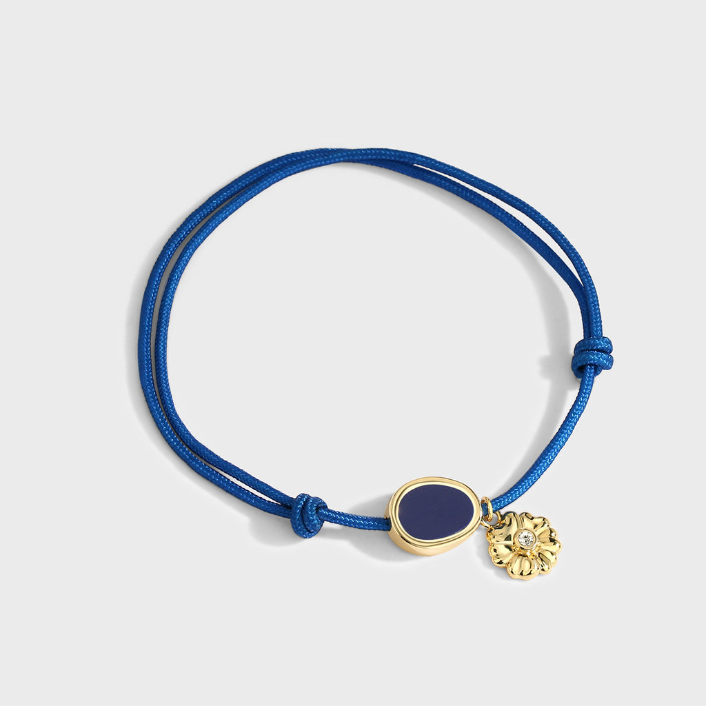 B0015 Ornament Copper Gold-Plated Braided Bracelet Chain Simple Flower Bracelet for Women