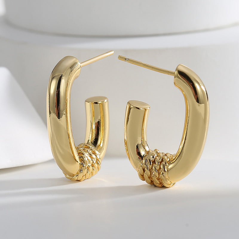 E0480 Korean Style Minimalist Knot Braided Smooth Minimalist Earrings for Women Modern Simple Style Earrings