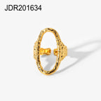 Fashion Geometric Chain Cross Open Ring for Women18K Gold-plated Stainless Steel Snake Shape