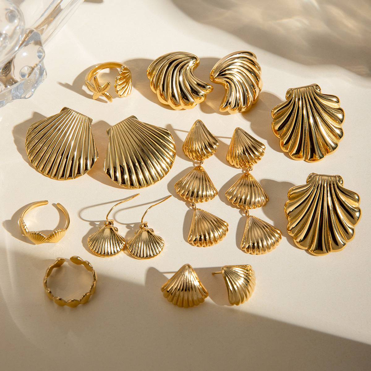 2H2025Summer Ocean Series Stainless Steel Earrings Shell Earrings Earrings for Women