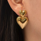 Trendy Accessories18k Gold-plated Heart Pendant Earrings Simple Design Fashionable Ear Jewelry