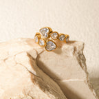 18K Gold-Tone Heart Cubic Zirconia Open Stainless Steel Ring featuring cubic zirconia detailing