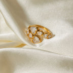 18K Gold-Tone Heart Cubic Zirconia Open Stainless Steel Ring in a gold-tone stainless steel finish