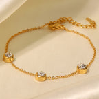 2H  New Fashion Bracelet18K Gold-plated Round Zircon Stainless Steel Bracelet Trendy Versatile Jewelry