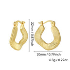 E0666 Exaggerated Minimalist Design Threaded Gender-Neutral Earrings Copper Gold-Plated Irregular Hoop Earrings