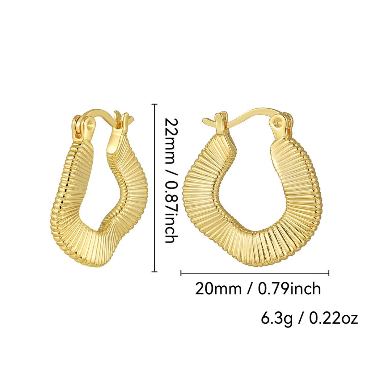 E0666 Exaggerated Minimalist Design Threaded Gender-Neutral Earrings Copper Gold-Plated Irregular Hoop Earrings