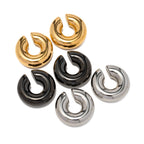 18K Real Gold Stainless Steel Thick Round Tube Hollow Hoop Earrings Ear Clips Non-Fading Earrings Same Style