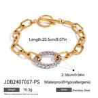 Stainless Steel Circle Geometric Necklace Bracelet Contrast Color Earrings Jewelry