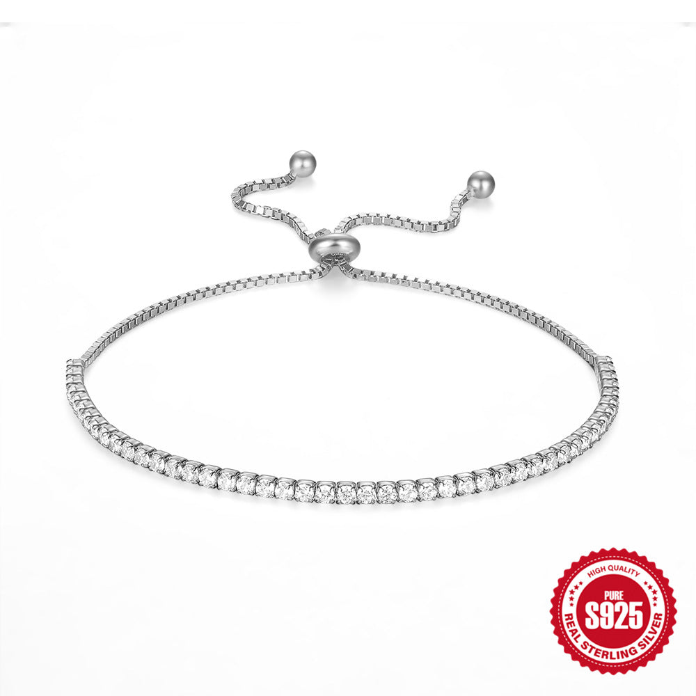 925 Sterling Silver Diamond Tennis Bracelet Zircon For Women