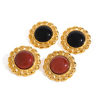 2H Stainless Steel Agate Stud Earrings Vintage Earrings Ear Jewelry earrings