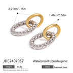 2H Stainless Steel Color Block Circle Earrings Studs Hoop Jewelry
